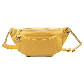 Borsa da vita Classic Bi Chanel in lambskin matelassé giallo