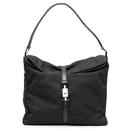 Borsa a tracolla Jackie Gucci in nylon nero
