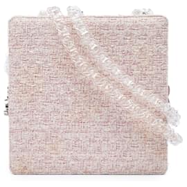 Borsa a tracolla Fantasy Chanel Square Tweed PVC con catena, rosa