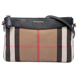 Borsa a tracolla Burberry Mega Check Canvas Derby Peyton Marrone