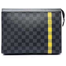 Borsa a pochette Louis Vuitton Damier Graphite Stripe Pochette Voyage MM nera