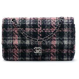 Bolso de hombro Chanel Medium Classic Tweed Double Flap Verde