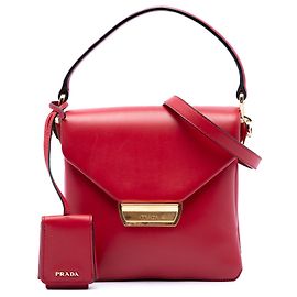 Prada Ingrid Handtasche rot mit oberem Griff und Klappe