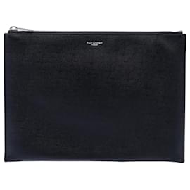 Clutch con cremallera Saint Laurent Grain De Poudre negra