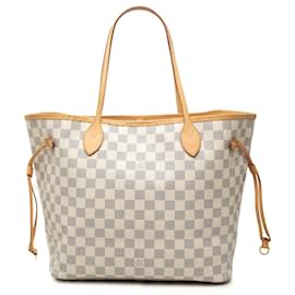 Borsa Tote Louis Vuitton Neverfull MM Damier Azur Bianca