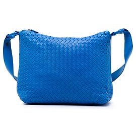 Borsa a tracolla Bottega Veneta Intrecciato in nappa blu