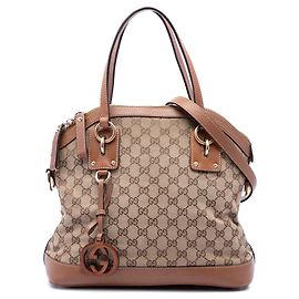 Borsa Satchel Dome Medium GG Canvas con charm Gucci Beige