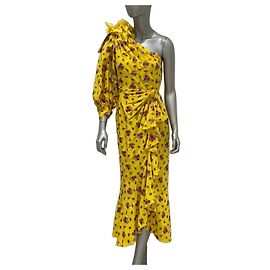 Vestido Gucci SS2008 amarillo floral asimétrico Sz.42 de segunda mano