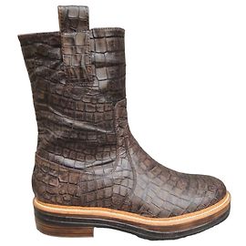 Autre Marque Pons Quintana Bottines en Cuir Marron Effet Croco