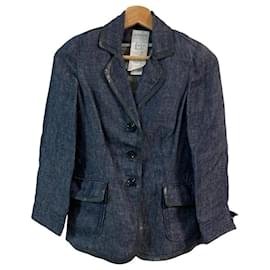 Chaqueta entallada de cuero y denim Armani Collezioni