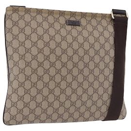 GUCCI GG Supreme Schultertasche PVC Beige Gold 201446
