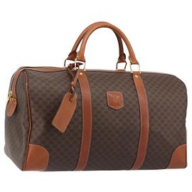 Céline CELINE Macadam Canvas Boston Bag PVC Leather Brown Gold