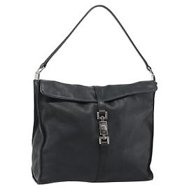 GUCCI Jackie Shoulder Bag Leather Black Silver 001.3355