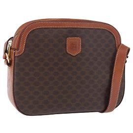 Céline CELINE Macadam Canvas Shoulder Bag PVC Leather Brown Gold