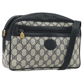 GUCCI GG Supreme Schultertasche PVC Navy Gold 001 56 0942