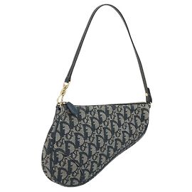 Christian Dior Trotter Canvas Saddle Pouch Navy Gold