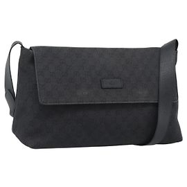 GUCCI GG Canvas Shoulder Bag Outlet Black Silver 272350