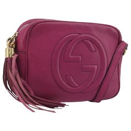 GUCCI Shoulder Bag Leather Purple Gold 308364