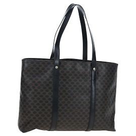 Céline CELINE Macadam Canvas Hand Bag PVC Leather Black Gold
