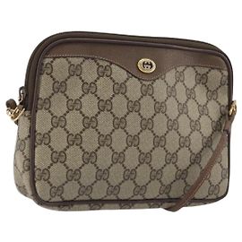 GUCCI GG Supreme Schultertasche PVC Beige Gold 97 02 068