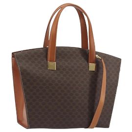 Céline CELINE Macadam Hand Bag PVC Leather 2way Brown Gold Tone