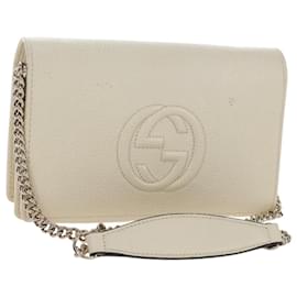 GUCCI Soho Chain Bag Leather Outlet White Gold 598211 493075