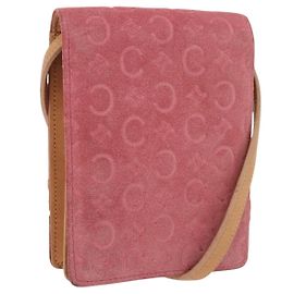 Céline CELINE C Macadam Canvas Shoulder Wallet Suede Pink Gold