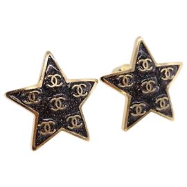 CHANEL Star Coco Mark Pierce Metal Gold Tone CC