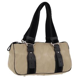 SAINT LAURENT Hand Bag Canvas Beige Silver