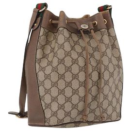GUCCI GG Supreme Web Sherry Line Bag PVC Beige Gold 41 02 034