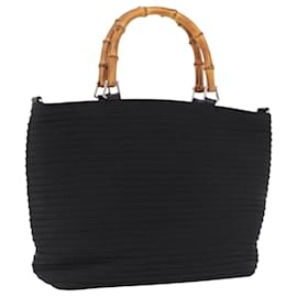 GUCCI Bamboo Hand Bag Canvas Black Silver 000 1998 0540