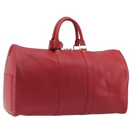 LOUIS VUITTON Epi Keepall 45 Boston Bag Red M42977 LV