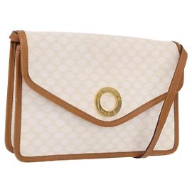 Céline CELINE Macadam Canvas Shoulder Bag PVC White Gold