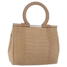 Salvatore Ferragamo Hand Bag Leather Brown Silver