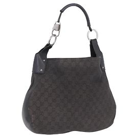 GUCCI GG Canvas Hand Bag Outlet Black Silver 179777