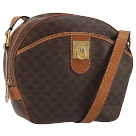 Céline CELINE Macadam Canvas Shoulder Bag PVC Leather Brown Gold
