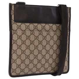 GUCCI GG Supreme Schultertasche PVC Beige Silver 27639