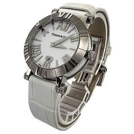 Tiffany & Co Tiffany Atlas Armbanduhr aus Edelstahl und Leder, Quarz