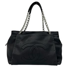 Borsa Tote Chanel Coco Mark Chain in pelle caviar