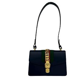 GUCCI Sylvie Sherry Line Schultertasche aus Leder mit Logo-Hardware