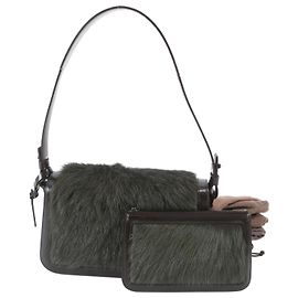 Céline Borsa a tracolla in pelle Celine con pochette in pelliccia