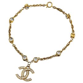 Collana Chanel placcata oro con strass