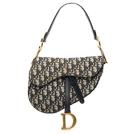 Borsa Saddle Dior in tela Oblique blu