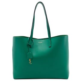 Saint Laurent East West Shopping Tote Large aus Leder in Grün