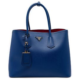 Borsa Prada Blue Medium Saffiano Cuir Double Handle Satchel