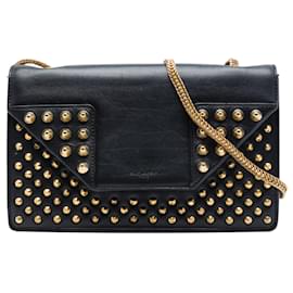 Saint Laurent Borsa Crossbody Betty in Pelle Nera Borchiata Mini