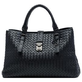 Bolso Tote Bottega Veneta Roma Medium de nappa intrecciato negro