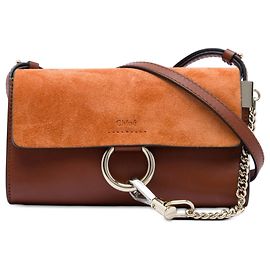 Chloé Mini Borsa a Tracolla Faye in Vitello e Camoscio Marrone con Catena