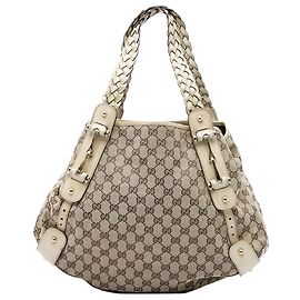 Borsa a tracolla Gucci in tela GG beige con Horsebit Pelham