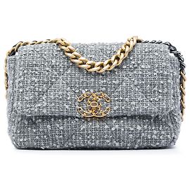 Chanel Gray Medium Tweed 19 Flap